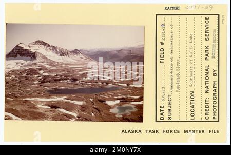 Lac sans nom à la tête de la rivière Kamishak. Photographies du Groupe de travail de l'Alaska Banque D'Images