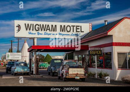 Wigwam Motel sur la route 66 à Holbrook, Arizona, États-Unis [aucune autorisation de propriété ; licence éditoriale uniquement] Banque D'Images