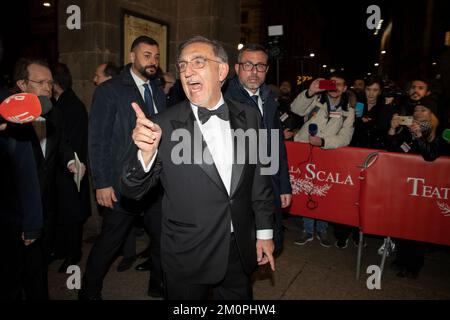 MILAN, 07/12/2022, THÉÂTRE À LA SCALA. OUVERTURE EN SOIRÉE. Sur la photo : Ignazio la Russa, Président du Sénat Banque D'Images