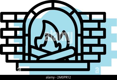 Cheminée d'hiver monochrome isolée icône Vector Illustration de Vecteur