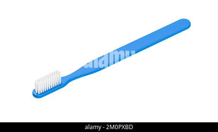 Brosse à dents bleue isolée sur fond blanc. illustration 3d. Banque D'Images