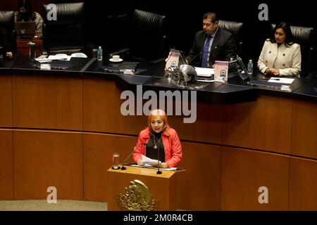 Mexico, Mexique. 07th décembre 2022. 7 décembre 2022, Mexico, Mexique: Le président de la Commission nationale des droits de l'homme, Rosario Piedra Ibarra, comparaît devant les sénateurs au Sénat mexicain de Mexico. Sur 7 décembre 2022 à Mexico, Mexique. (Photo de Luis Barron/Eyepix Group/Sipa USA). Credit: SIPA USA/Alay Live News Banque D'Images