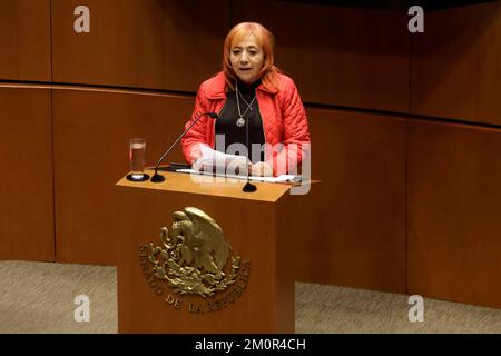 Mexico, Mexique. 07th décembre 2022. 7 décembre 2022, Mexico, Mexique: Le président de la Commission nationale des droits de l'homme, Rosario Piedra Ibarra, comparaît devant les sénateurs au Sénat mexicain de Mexico. Sur 7 décembre 2022 à Mexico, Mexique. (Photo de Luis Barron/Eyepix Group/Sipa USA). Credit: SIPA USA/Alay Live News Banque D'Images