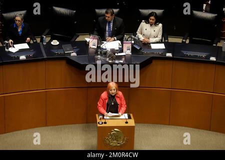 Mexico, Mexique. 07th décembre 2022. 7 décembre 2022, Mexico, Mexique: Le président de la Commission nationale des droits de l'homme, Rosario Piedra Ibarra, comparaît devant les sénateurs au Sénat mexicain de Mexico. Sur 7 décembre 2022 à Mexico, Mexique. (Photo de Luis Barron/Eyepix Group/Sipa USA). Credit: SIPA USA/Alay Live News Banque D'Images