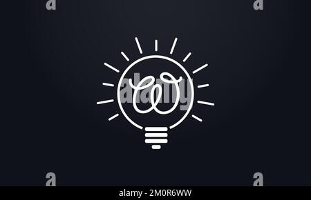 Logo de la lumière électrique et logo de la fibre électrique avec un motif vectoriel de lettre d'ampoule d'éclairage et logo vectoriel d'ampoule en ligne. Symbole d'ampoule IDEA Illustration de Vecteur