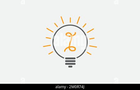 Logo de la lumière électrique et logo de la fibre électrique avec un motif vectoriel de lettre d'ampoule d'éclairage et logo vectoriel d'ampoule en ligne. Symbole d'ampoule IDEA Illustration de Vecteur