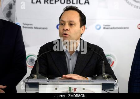 Mexico, Mexique. 07th décembre 2022. 7 décembre 2022, Mexico, Mexique: La coordinatrice du parti Movimiento Ciudadano, Clemente Castañeda lors de la conférence de presse au Sénat de la République à Mexico. Sur 7 décembre 2022 à Mexico, Mexique. (Photo de Luis Barron/Eyepix Group/Sipa USA). Credit: SIPA USA/Alay Live News Banque D'Images