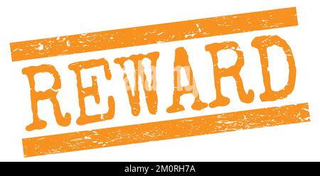 Texte DE RÉCOMPENSE inscrit sur le timbre orange à lignes de grungy. Banque D'Images