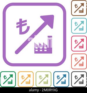 La centrale électrique montante turque Lira prix des icônes simples en couleur cadres carrés arrondis sur fond blanc Illustration de Vecteur