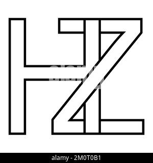 Logo signe hz zh, icône nft lettres entrelacées z h. Illustration de Vecteur