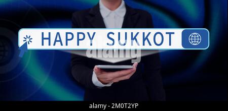 Légende du texte présentant Happy Sukkot. Mot pour l'Irlande célébration vert charmes et clovers chanceux Banque D'Images