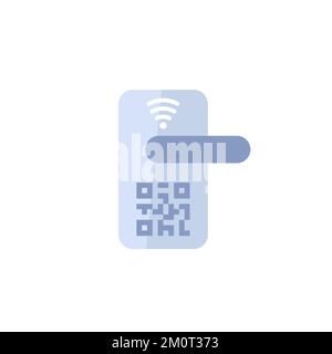 verrouillage intelligent des portes avec icône de vecteur de code qr Illustration de Vecteur