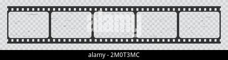 Cadres de bandes de film, bobine longue de film de cinéma ancien ou négatif grunge vintage, fond vectoriel avec bordures. Bande de film transparente pour caméra vidéo, cassette photo ou film et bande de film de film Illustration de Vecteur