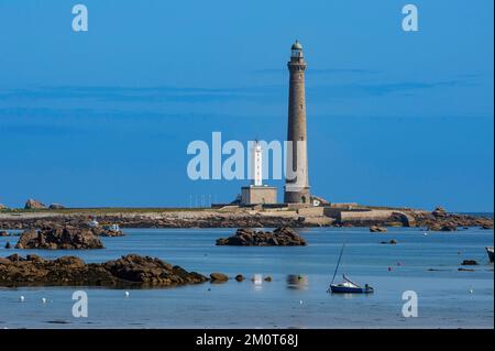 France, Finist?re, Plouguerneau, sur les phares de l'île de la Vierge, dont l'un est le plus élevé d'Europe Banque D'Images