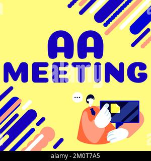 Réunion AA sur l'affichage conceptuel. Aperçu des affaires rassemblement de personnes dépendantes de l'alcool pour la guérison et le traitement Banque D'Images