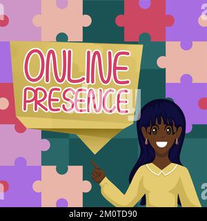 Signature manuscrite présence en ligne. Concept d'affaires existence de quelqu'un qui peut être trouvé par une recherche en ligne Banque D'Images