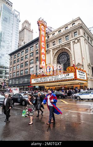 États-Unis, Illinois, Chicago, The Loop, Chicago Theatre, l'un des plus grands cinémas de la ville avec 4000 places Banque D'Images