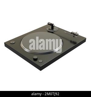 Platine dj en vinyle noir isolée sur fond blanc. 3d rendu Banque D'Images