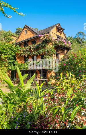 Népal, Nuwakot, hôtel écologique la célèbre ferme, rénové dans une ancienne ferme Banque D'Images