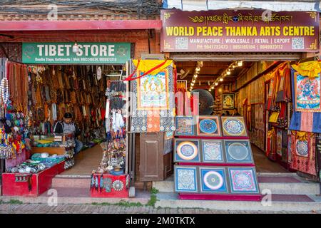 Népal, vallée de Katmandou classée au patrimoine mondial de l'UNESCO, Bodhnath, boutique de souvenirs Banque D'Images