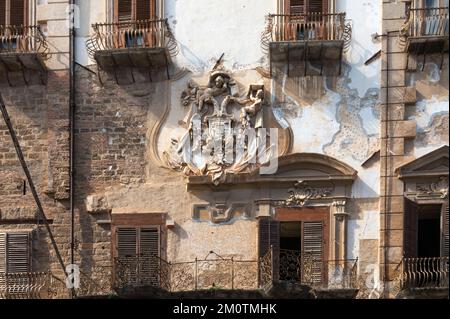 Italie, Sicile, Palerme, Piazza Bologna, palais Alliata di Villafranca Banque D'Images