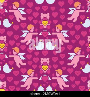 motif de répétition de motif de jour de saint-valentin rose Illustration de Vecteur