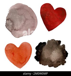 Coeur rouge buvard rose noir collage aquarelle Banque D'Images