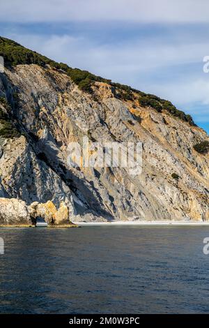 Plage de Lalaria sur l'île de Skiathos, Grèce Banque D'Images