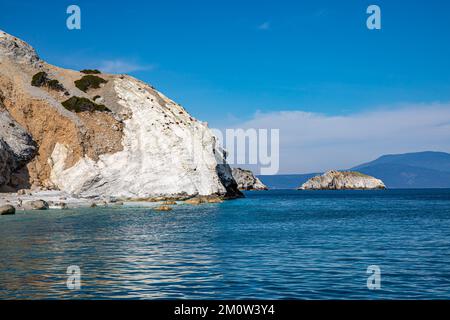 Plage de Lalaria sur l'île de Skiathos, Grèce Banque D'Images