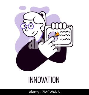 Illustration vectorielle. Les gestionnaires et les employés du marketing développent de nouvelles innovations commerciales pour la croissance et le succès professionnels Illustration de Vecteur