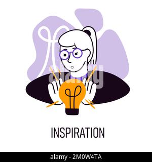 Illustration vectorielle. Les employés de bureau créent de nouvelles idées pour la croissance de l'entreprise. Nouvelles stratégies professionnelles, travail sur les innovations Illustration de Vecteur