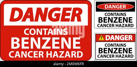 Danger contient un signe de benzène sur fond blanc Illustration de Vecteur