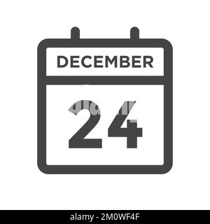 24 décembre jour calendaire ou Date calendrier pour l'échéance et le rendez-vous Illustration de Vecteur