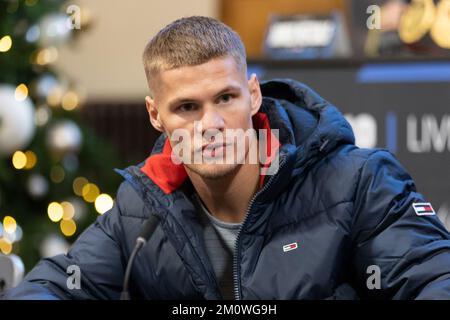 Leeds, Royaume-Uni. 08th décembre 2022. The Banking Hall, Aspire, Infirmary Street, Leeds, West Yorkshire, 8th décembre 2022. Cory O'Regan pendant la Josh Warrington vs Luis Alberto Lopez undercard Conférence de presse crédit: Touchlinepics/Alamy Live News Banque D'Images