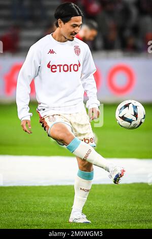 Takumi MINAMINO de Monaco lors du championnat français Ligue 1 du match de football entre le LOSC Lille et MONACO sur 23 octobre 2022 au stade Pierre Mauroy à Villeneuve-d'Ascq près de Lille, France - photo Matthieu Mirville / DPPI Banque D'Images