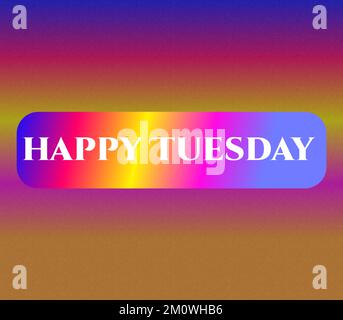 Un texte illustré HAPPY TUESDAY icône colorée isolé sur fond coloré Banque D'Images