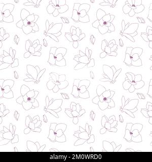 Fleur rose magnolia sans couture Illustration de Vecteur