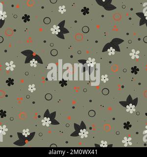 Motif sans couture vectoriel isolé de fleurs grises Illustration de Vecteur