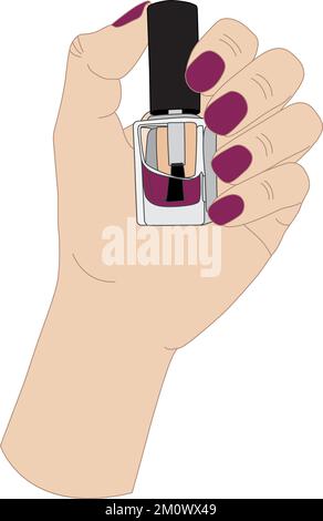 Main femelle tenant une illustration vectorielle vernis à ongles Illustration de Vecteur