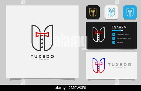Ensemble vectoriel de logo de la marque Tuxedo avec un modèle pour les contacts Illustration de Vecteur