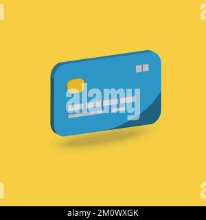 Illustration vectorielle de la carte de crédit Isométrique 3D. Utilisation de couleurs bleu, blanc et jaune. Adapté à l'activité de conception de promotion financière Illustration de Vecteur