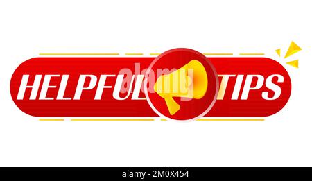Mégaphone avec conseils utiles sur fond blanc. Bannière mégaphone. Conception Web. Vecteur Illustration de Vecteur