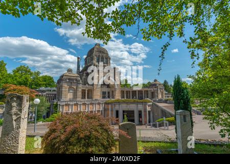 Cimetière de Prague, Stuttgart-Mitte, Celebration Hall, crématorium, Bade-Wurtemberg, Allemagne, Europe Banque D'Images