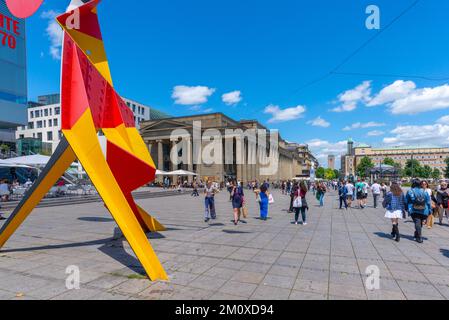 Stuttgart, centre, Königstrasse, rue commerçante principale, Königsbau, Schlossplatz, café, restaurant, personnes, art, Eté, Bade-Wurtemberg, Allemagne, EUR Banque D'Images