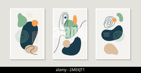 Collection de trois affiches abstraites pour décorer des murs ou pour concevoir des réseaux sociaux. Illustration de Vecteur
