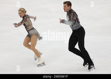 Palavela, Turin, Italie, 08 décembre 2022, Alexa Knierim / Brandon Frazier (Etats-Unis) pendant le Grand Prix de patinage artistique finale 2022 paires Programme court à Palavela Torino, Italie pendant les finales du Grand Prix de patinage 2022 de l'UIP - Sports sur glace Banque D'Images