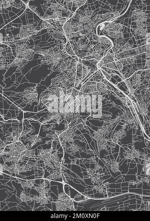 Plan de la ville de Stuttgart, plan détaillé monochrome, illustration vectorielle Illustration de Vecteur