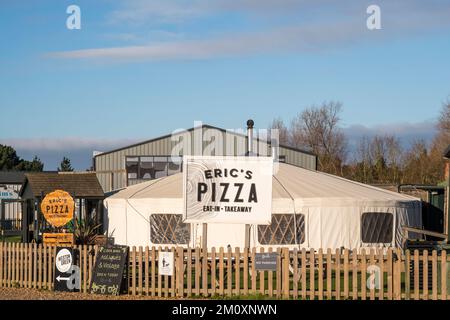 Les pizzas d'Eric à roulait Orchards, Thornham, sur la côte nord de Norfolk. Banque D'Images