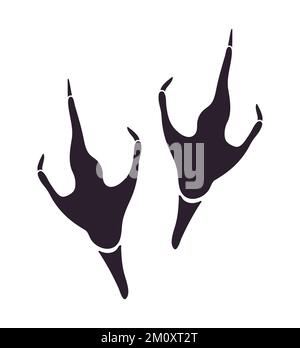 Vecteur d'empreinte de dinosaure Velociraptor. Paléontologie, histoire vintage. Illustration des traces de dinosaures en paléontologie. Illustration de Vecteur