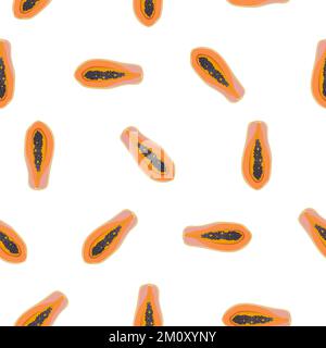 Papaye demi-motif vectoriel sans couture isolé Illustration de Vecteur